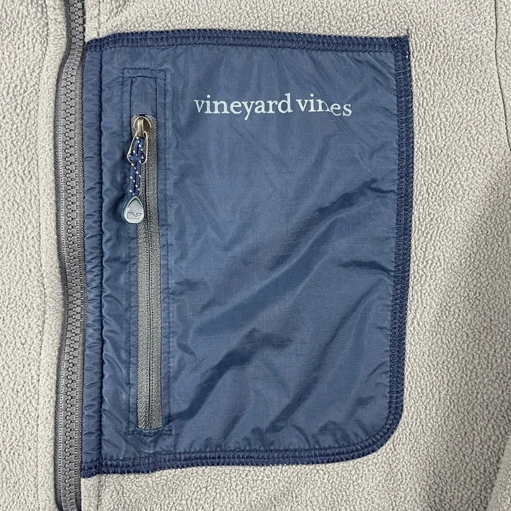 Vineyard‎ Vines Men Small Gray Fleece Full Zip Jacket Contrast Pocket